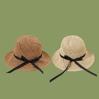 أزياء الصيف الجديدة أقواس الظل المصنوعة يدويًا قبعة القش أنثى واقية من الشمس وقبعة الشاطئ وقبعة الوالدين والطفل main image 5