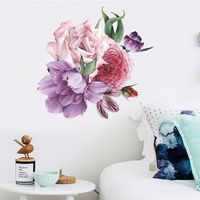 Nouvelle Mode Rose Violet Grande Fleur De Pivoine Sticker Mural main image 4