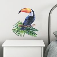 Cartoon Cute Parrot Green Plants Wall Stickers main image 4