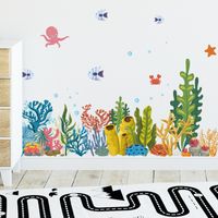 New Watercolor Submarine Coral Fish Wall Stickers main image 4