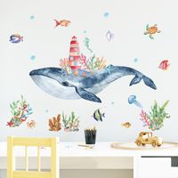 New Watercolor Seabed Whale Castle Wall Stickers main image 3