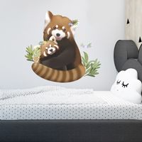 New Cartoon Little Raccoon Mother And Child Wall Sticker main image 5