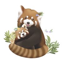 New Cartoon Little Raccoon Mother And Child Wall Sticker main image 6