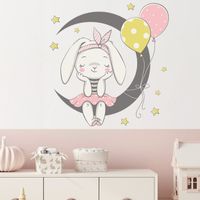 New Cartoon Moon Rabbit Balloon Wall Stickers main image 1