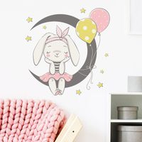 New Cartoon Moon Rabbit Balloon Wall Stickers main image 3