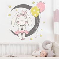 New Cartoon Moon Rabbit Balloon Wall Stickers main image 4