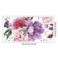 New Fashion Pink Purple Big Peony Flower Wall Sticker sku image 1