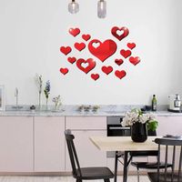 Heart-shaped Acrylic Mirror Wall Stickers Set sku image 4