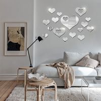 Heart-shaped Acrylic Mirror Wall Stickers Set sku image 1