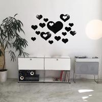 Heart-shaped Acrylic Mirror Wall Stickers Set sku image 3