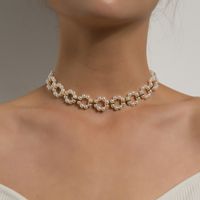 Fashion Pearl Short Love Circle Flower Necklace main image 1