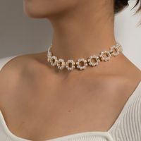 Fashion Pearl Short Love Circle Flower Necklace main image 5