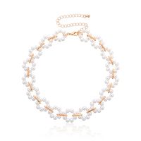 Fashion Pearl Short Love Circle Flower Necklace sku image 1