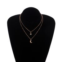 Simple Crescent Full Diamond Star Necklace sku image 1