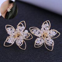 Korean Fashion Simple Crystal Flower Earrings main image 1