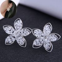 Korean Fashion Simple Crystal Flower Earrings sku image 1