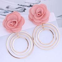 Fashion Wild Rose Concise Circle Exaggerated Earrings main image 4