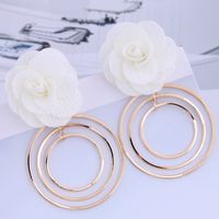 Fashion Wild Rose Concise Circle Exaggerated Earrings main image 5