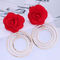 Fashion Wild Rose Concise Circle Exaggerated Earrings main image 6