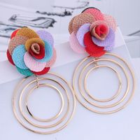 Fashion Wild Rose Concise Circle Exaggerated Earrings sku image 1