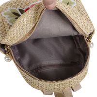 Fashion Seaside Holiday Embroidered Floral Straw Backpack main image 4