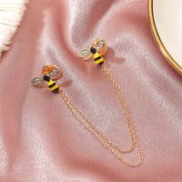 New Cute Diamond-encrusted Pair Of Small Bee Brooches main image 3