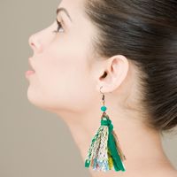 Bohemian Fabric Tassel Lace Long Earrings main image 1