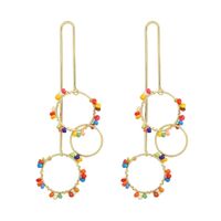 Korean Colorful Bead Multi-circle Hand-wound Rice Bead Earrings main image 1