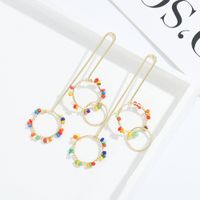 Korean Colorful Bead Multi-circle Hand-wound Rice Bead Earrings main image 3