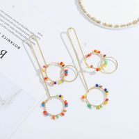 Korean Colorful Bead Multi-circle Hand-wound Rice Bead Earrings main image 4