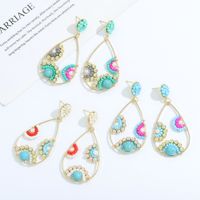 Fashion Water Drop Long Handmade Rice Bead Earrings main image 5