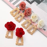 Fashion Chiffon Cloth Lace Flower Multi-layer Earrings main image 5