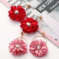 New Fashion Multi-layer Chiffon Cloth Lace Flower Earrings main image 4