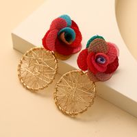 New Fashion Multi-layer Chiffon Cloth Lace Flower Earrings main image 6