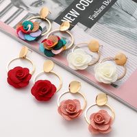 New Multilayer Chiffon Cloth Lace Flower Earring main image 5