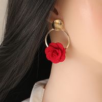 New Multilayer Chiffon Cloth Lace Flower Earring main image 3