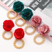 New Multilayer Chiffon Cloth Lace Flower Earrings main image 5