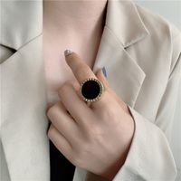 Fashion Geometric Metal Black Agate Ring sku image 2