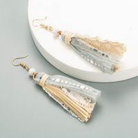 Bohemian Fabric Tassel Lace Long Earrings sku image 1