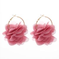 Fashion Chiffon Cloth Lace Flower Multi-layer Earrings sku image 3