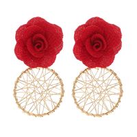New Fashion Multi-layer Chiffon Cloth Lace Flower Earrings sku image 1