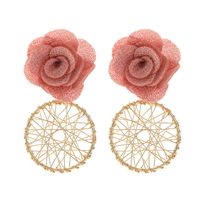 New Fashion Multi-layer Chiffon Cloth Lace Flower Earrings sku image 2