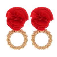 New Multilayer Chiffon Cloth Lace Flower Earrings sku image 2