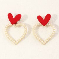 Fashion Heart-shape Pearl Letter Earrings sku image 9