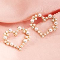 Fashion Heart-shape Pearl Letter Earrings sku image 7