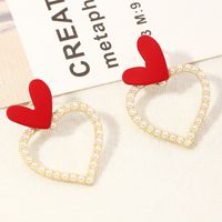 Fashion Heart-shape Pearl Letter Earrings main image 3