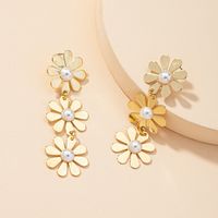 Retro Fashion Flower Pearl Earrings main image 2