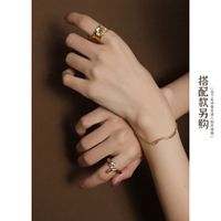 Korean Handmade Uneven Titanium Steel Ring main image 4