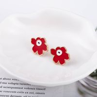 Korean Fashion Dripping Oil Flower Earrings main image 4