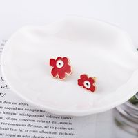 Korean Fashion Dripping Oil Flower Earrings main image 5